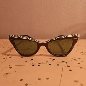 Original 1950's Zanzibar Raybans Stylish Brown and White Cat-Eye Sunglasses